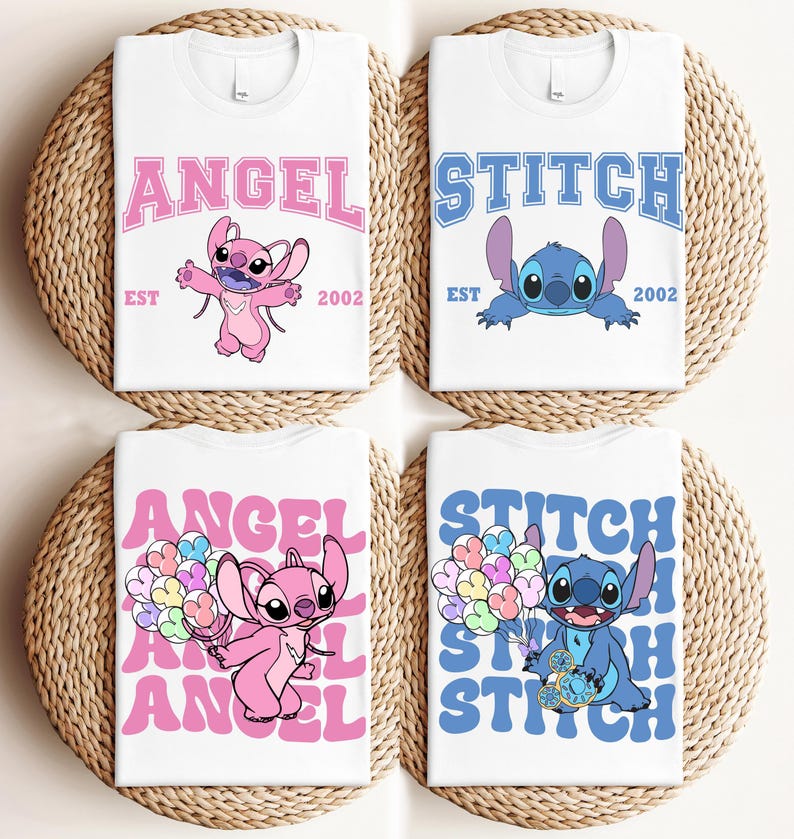 Camiseta de pareja de Disney Stitch y Ángel, camiseta para viaje de chicas, camiseta a juego para mejores amigas, camiseta para vacaciones familiares en Disneyland. imagen 1