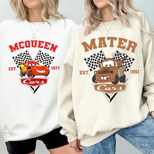 Lightning McQueen & Tow Mater Sweatshirt, Disney Pixar Cars Sweater, Matching Family Hoodie, Disneyland Vacation Sweatshirt image 1
