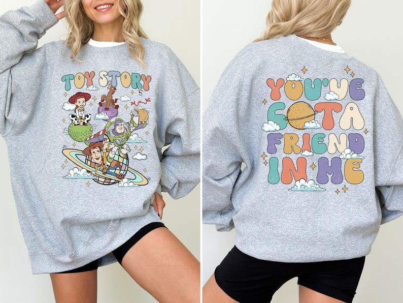 Toy Story Sweatshirt, You've Got A Friend In Me Sweater, Pixar Buzz Lightyear Woody Hoodie, Disney Jessie Sweat, Disney Trip Family Hoodie image 2