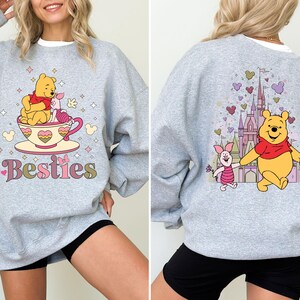 Moletom Disney Winnie the Pooh, Moletom com Capuz Melhores Amigos Leitão e Ursinho Pooh, Suéter Castelo da Disney, Moletons para Férias em Família na Disneylândia imagem 5