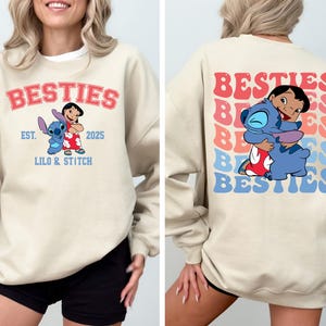 Disney Lilo & Stitch Custom Besties Sweatshirt, Stitch Best Friends Hoodie, Matching Siblings Hoodie, Disneyland Vacation Sweater image 2