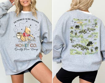 Winnie de Poeh Hundred Acre Woods-sweatshirt, Honey Co. Map-hoodie