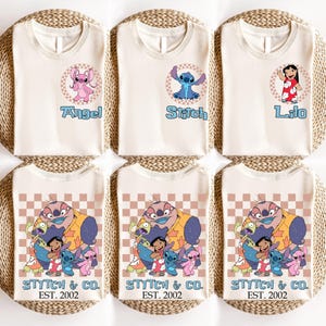 Camiseta de Stitch Angel Lilo Family Vacation, camiseta de la película de Disneyland imagen 1