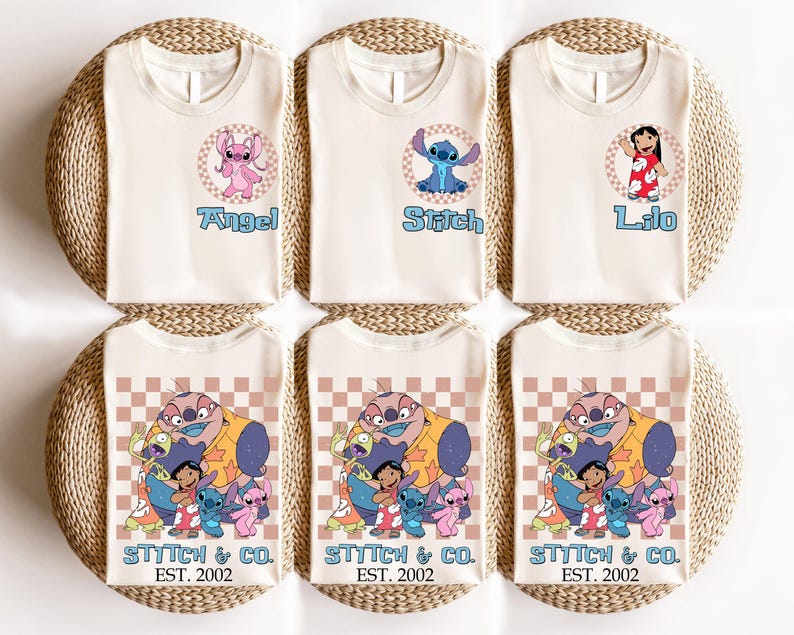 Camiseta de Stitch Angel Lilo Family Vacation, camiseta de la película de Disneyland imagen 1