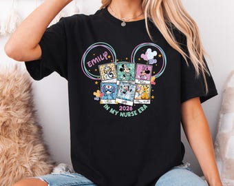 Koszulka z imieniem pielęgniarki, koszulka z Myszką Miki i Przyjaciele, koszulka szkoły pielęgniarskiej Disney, koszulka szpitala Disneyland, bluza z kapturem dla studentki pielęgniarstwa