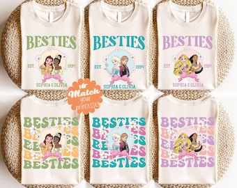 Disney Custom Besties Shirt, Elsa & Anna Sisters T-Shirt, Matching Besties Sweatshirt, Ariel And Belle Tee, Disneyland Girls Trip Hoodie