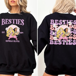 Disney Custom Besties Shirt, Elsa & Anna Schwestern T-Shirt, Passendes Besties Sweatshirt, Ariel und Belle T-Shirt, Disneyland Girls Trip Hoodie Bild 5