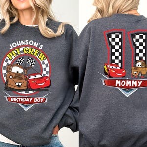 Custom Name Disney Cars Birthday Shirt, McQueen and Mater Birthday T-Shirt, Disney Birthday Boy Tee, Family Birthday Matching Sweatshirt image 6