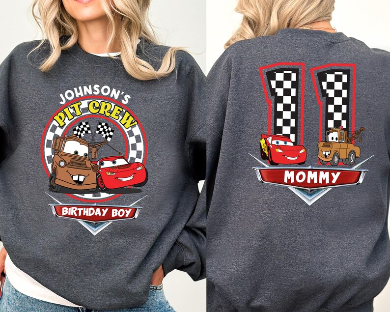 Custom Name Disney Cars Birthday Shirt, McQueen and Mater Birthday T-Shirt, Disney Birthday Boy Tee, Family Birthday Matching Sweatshirt image 6