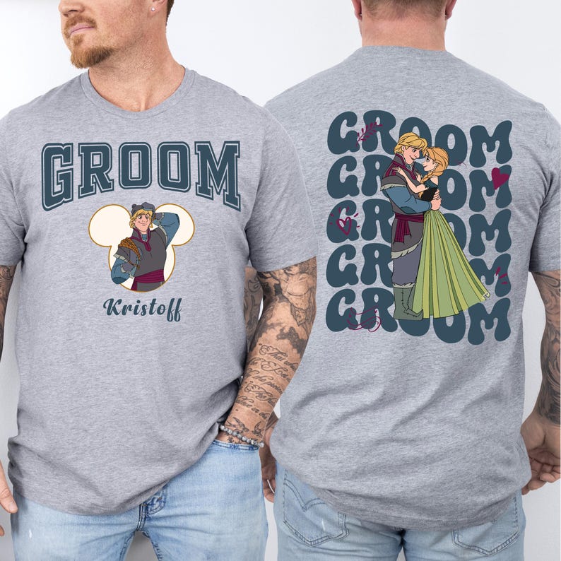 Frozen Princess Anna and Kristoff Wedding Shirt, Custom Disney Bride & Groom Matching Shirt, Disney Honeymoon Shirt, Just Married Couple Tee image 5
