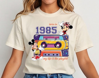 Retro 1985 Birthday T-Shirt, Minnie Mickey Cassette Tape Tee