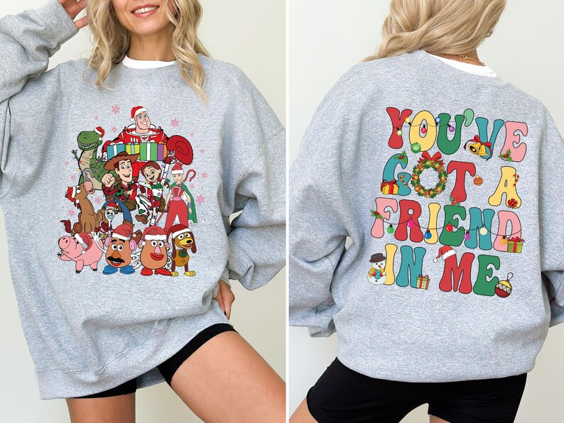 Toy Story Christmas Sweatshirt, Disney You've Got A Friend T-Shirt, Xmas Disneyland Holiday Lights Sweater, Woody & Buzz Xmas Hoodie image 5