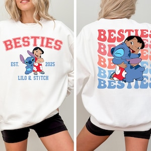 Disney Lilo & Stitch Custom Besties Sweatshirt, Stitch Best Friends Hoodie, Matching Siblings Hoodie, Disneyland Vacation Sweater image 1