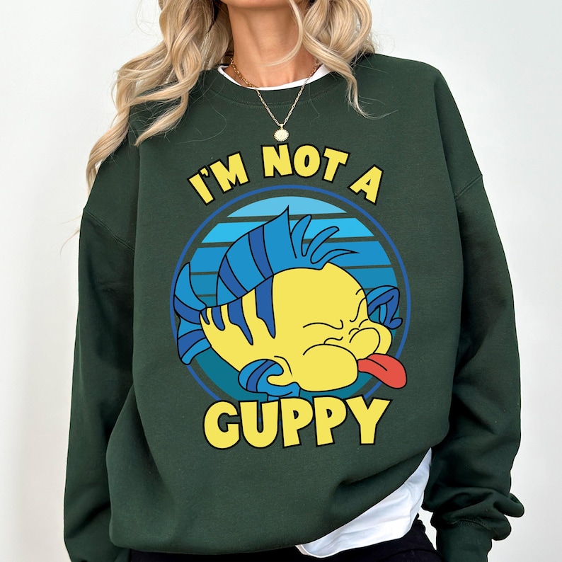 Disney Flounder Shirt, The Little Mermaid T-shirt, I'm Not A Guppy Hoodie, Funny Ichthyologist Tee, Disneyland Trip Sweatshirt image 5