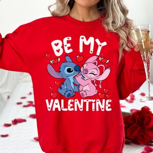 Disney Stitch & Angel Sweatshirt, Valentine's Day 2026 Shirt, Be Mine Love Hoodie, Disneyland Trip Tee image 1