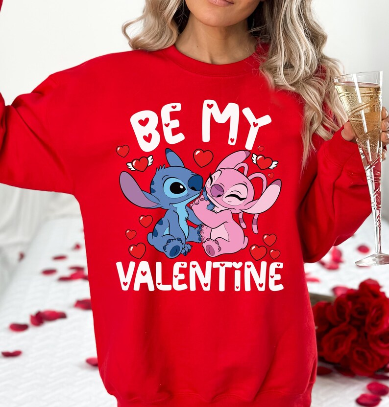 Disney Stitch & Angel Sweatshirt, Valentine's Day 2026 Shirt, Be Mine Love Hoodie, Disneyland Trip Tee image 1