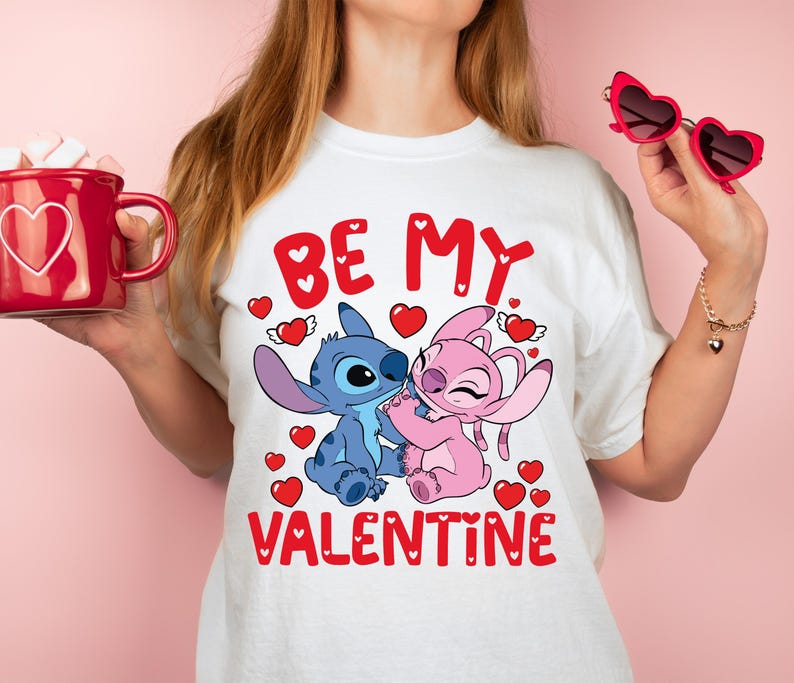 Disney Stitch & Angel Sweatshirt, Valentine's Day 2026 Shirt, Be Mine Love Hoodie, Disneyland Trip Tee image 3