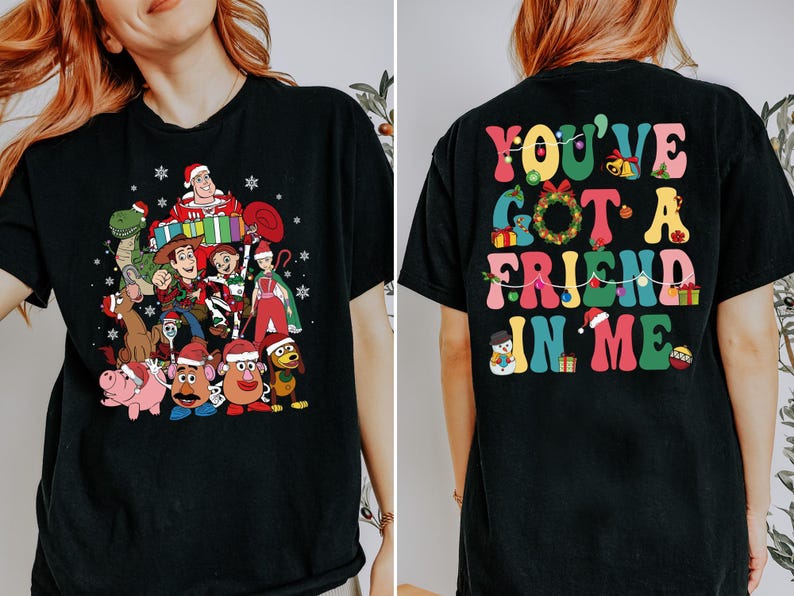 Toy Story Christmas Sweatshirt, Disney You've Got A Friend T-Shirt, Xmas Disneyland Holiday Lights Sweater, Woody & Buzz Xmas Hoodie image 2