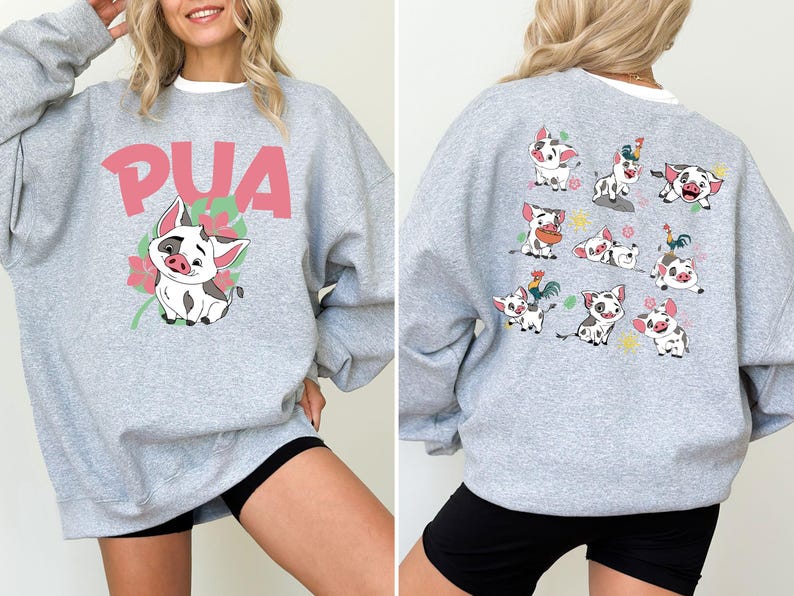 Disney Pua T-Shirt, Custom Pua and Hei Hei Shirt, Princess Moana Characters Tee, Moana Pua Shirt, Disneyland Family Vacation Sweatshirt image 5