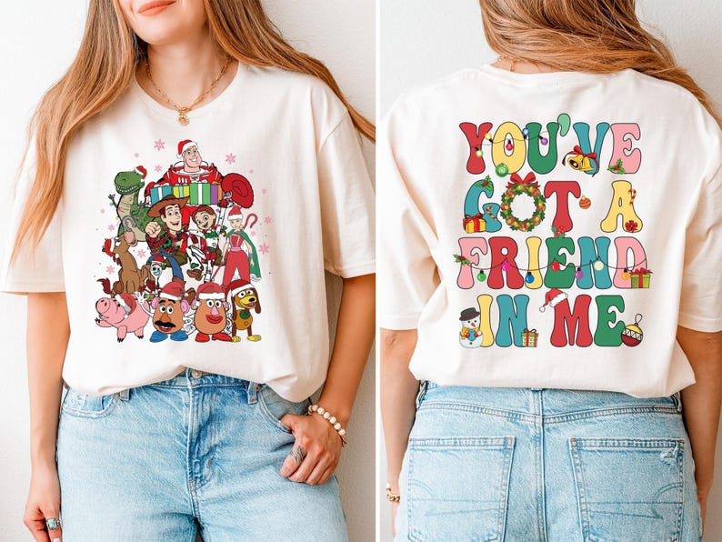 Toy Story Christmas Sweatshirt, Disney You've Got A Friend T-Shirt, Xmas Disneyland Holiday Lights Sweater, Woody & Buzz Xmas Hoodie image 3