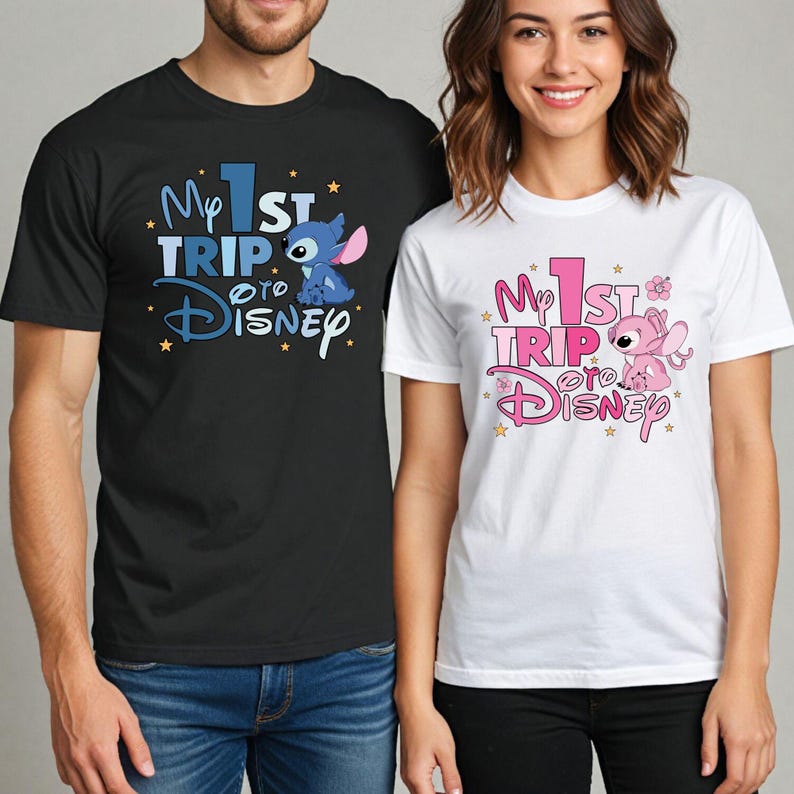 My First Disney Trip 2026 T-Shirt, Disney Stitch & Angel Shirts, Disneyworld Vacation Tee, Disneyland Family Trip Sweatshirt image 4