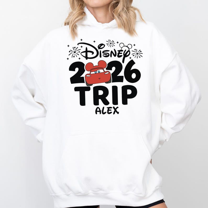 Disney 2026 Trip Shirts, Pixar Cars T-Shirt, Lightning McQueen & Tow Mater Shirt, Matching Cars Family Hoodie, Disneyland Trip Sweatshirt image 5