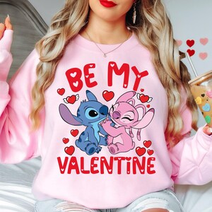 Disney Stitch & Angel Sweatshirt, Valentine's Day 2026 Shirt, Be Mine Love Hoodie, Disneyland Trip Tee image 2