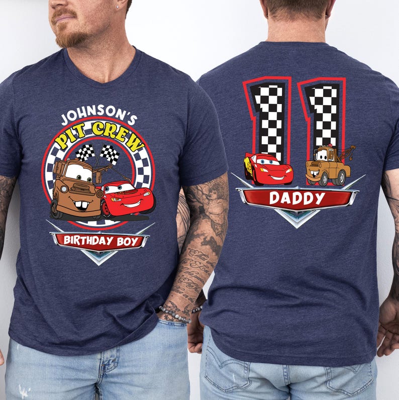 Custom Name Disney Cars Birthday Shirt, McQueen and Mater Birthday T-Shirt, Disney Birthday Boy Tee, Family Birthday Matching Sweatshirt image 4