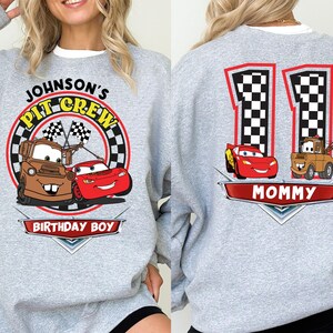 Custom Name Disney Cars Birthday Shirt, McQueen and Mater Birthday T-Shirt, Disney Birthday Boy Tee, Family Birthday Matching Sweatshirt image 7