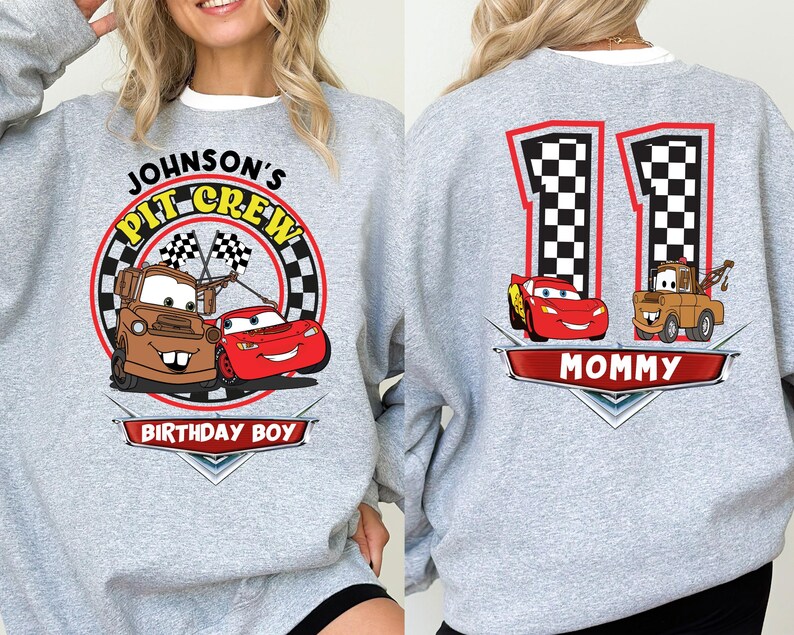 Custom Name Disney Cars Birthday Shirt, McQueen and Mater Birthday T-Shirt, Disney Birthday Boy Tee, Family Birthday Matching Sweatshirt image 7