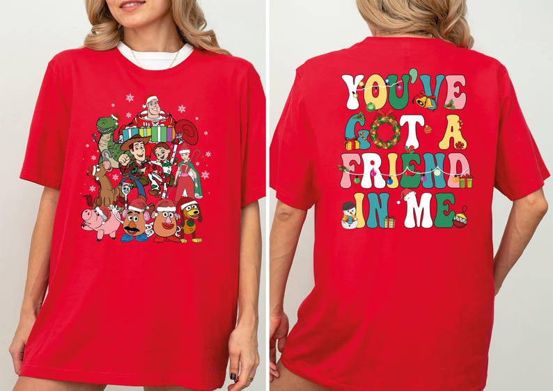 Toy Story Christmas Sweatshirt, Disney You've Got A Friend T-Shirt, Xmas Disneyland Holiday Lights Sweater, Woody & Buzz Xmas Hoodie image 4