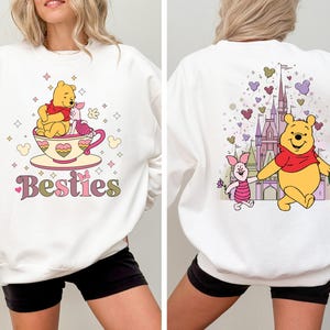 Moletom Disney Winnie the Pooh, Moletom com Capuz Melhores Amigos Leitão e Ursinho Pooh, Suéter Castelo da Disney, Moletons para Férias em Família na Disneylândia imagem 1