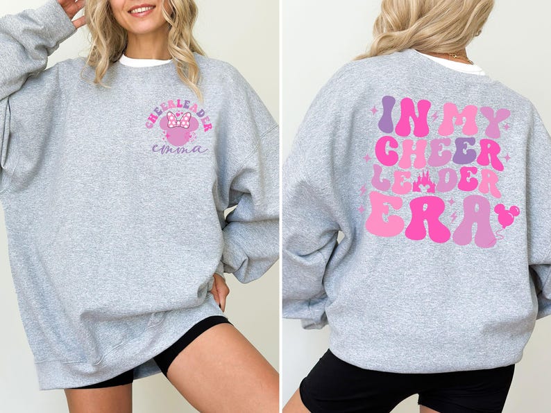Sudadera de la era de las animadoras, sudadera con capucha del escuadrón de Minnie Mouse de Disney, camiseta de Disneyland 2026 imagen 4