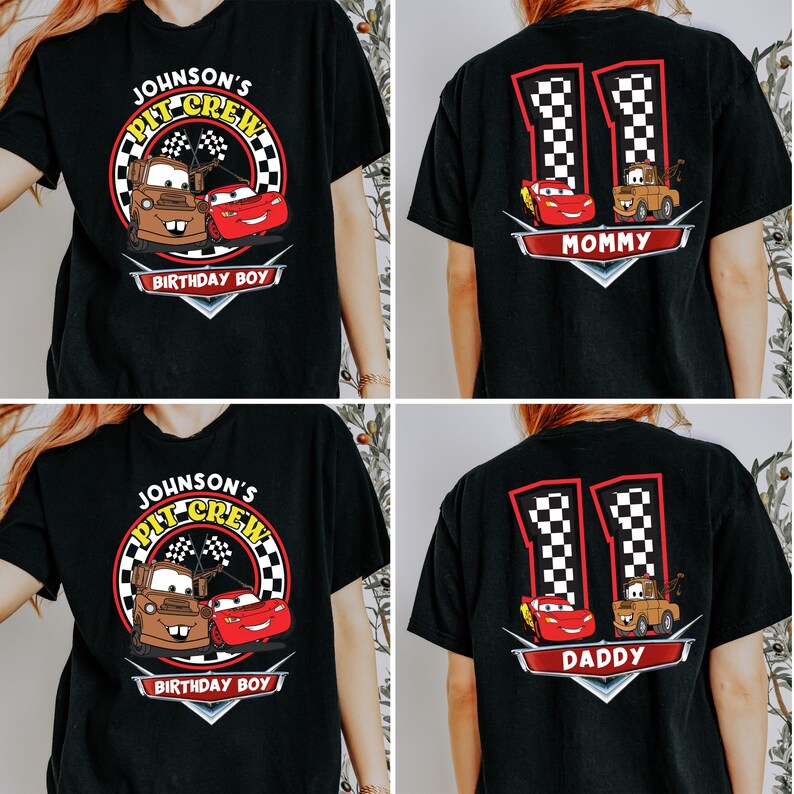 Custom Name Disney Cars Birthday Shirt, McQueen and Mater Birthday T-Shirt, Disney Birthday Boy Tee, Family Birthday Matching Sweatshirt image 2