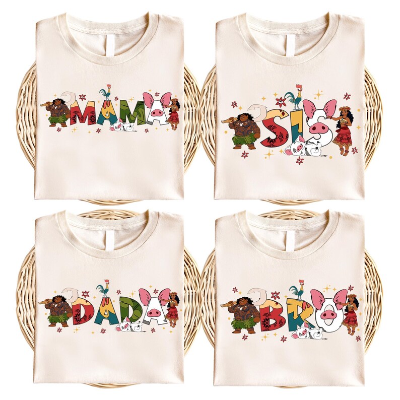 Camisetas familiares de Moana, camisetas a juego para mamá e hija, ropa para vacaciones en Disneyland. imagen 4