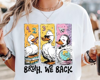 Camiseta de regreso a clases, camiseta divertida de ganso para maestros, camiseta de pato escolar para maestros, sudadera con capucha para primer y segundo grado, sudadera de escuela primaria