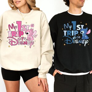 My First Disney Trip 2026 T-Shirt, Disney Stitch & Angel Shirts, Disneyworld Vacation Tee, Disneyland Family Trip Sweatshirt image 2