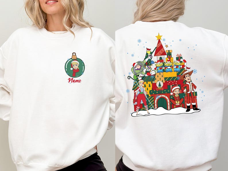 Christmas Toy Story Shirts, Disney Woody & Buzz Hoodie, Bo Peep And Jessie Tee, Family Holiday Gathering Sweatshirt image 3
