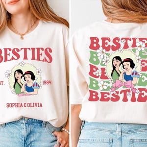 Disney Custom Besties Shirt, Elsa & Anna Schwestern T-Shirt, Passendes Besties Sweatshirt, Ariel und Belle T-Shirt, Disneyland Girls Trip Hoodie Bild 3