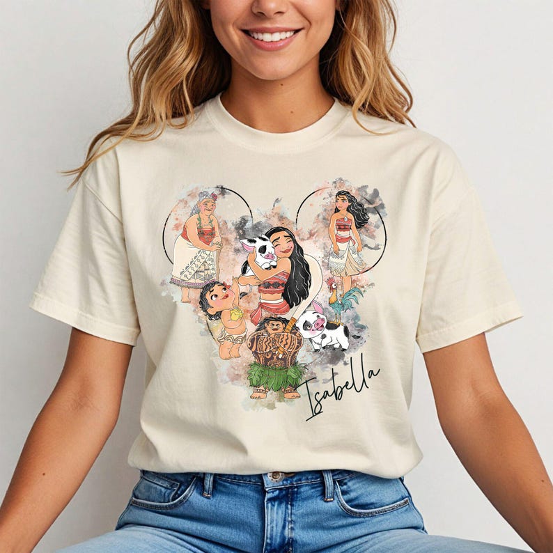 Princess Moana Characters T-Shirt, Disney Custom Moana & Maui Shirt, Disney Mickey Ears Hei Hei And Pua Hoodie, Disneyland Trip Sweatshirt 画像 1