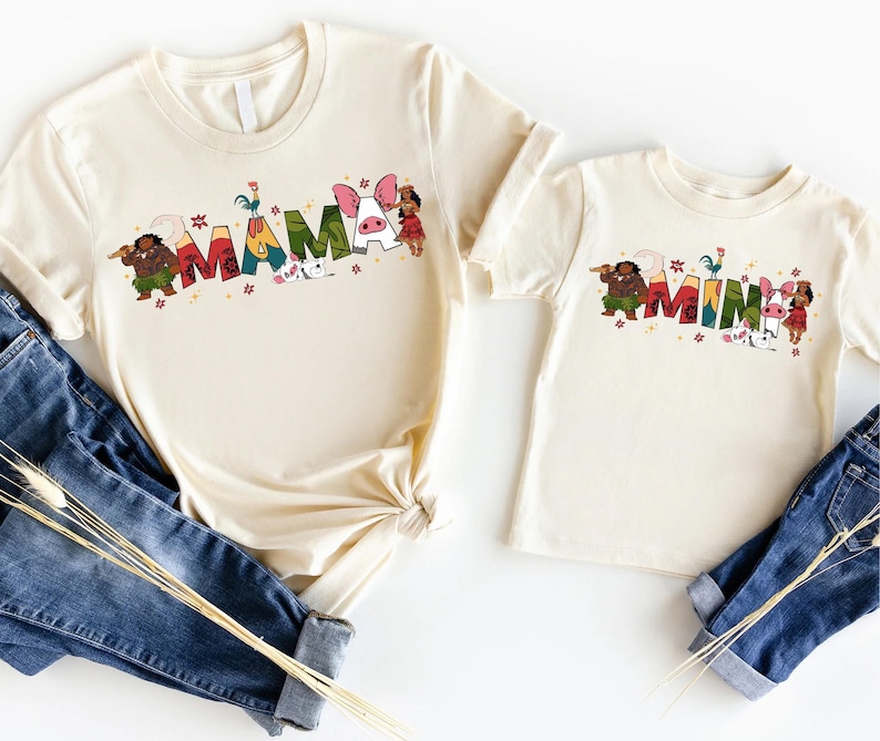 Camisetas familiares de Moana, camisetas a juego para mamá e hija, ropa para vacaciones en Disneyland. imagen 1