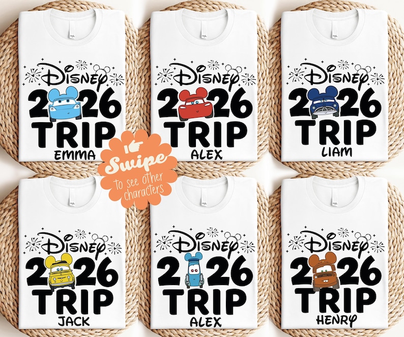 Disney 2026 Trip Shirts, Pixar Cars T-Shirt, Lightning McQueen & Tow Mater Shirt, Matching Cars Family Hoodie, Disneyland Trip Sweatshirt image 1