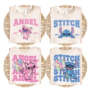 Camiseta de pareja de Disney Stitch y Ángel, camiseta para viaje de chicas, camiseta a juego para mejores amigas, camiseta para vacaciones familiares en Disneyland. imagen 2