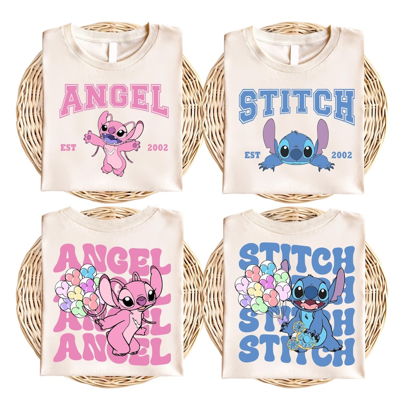 Camiseta de pareja de Disney Stitch y Ángel, camiseta para viaje de chicas, camiseta a juego para mejores amigas, camiseta para vacaciones familiares en Disneyland. imagen 2