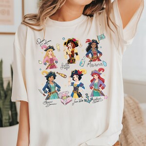 Princess Pirate Shirt, Disney Besties Cruise T-Shirt, Matching Girls Trip Sweater, Snow White & Ariel Hoodies, Aurora And Belle Pirate Tee image 3