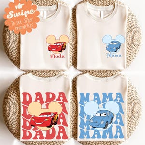 Disney Cars Family Shirt, Mama And Dada Matching T-Shirt, Lightning McQueen & Tow Mater Hoodie, Disneyland Group Vacation Sweatshirt image 1