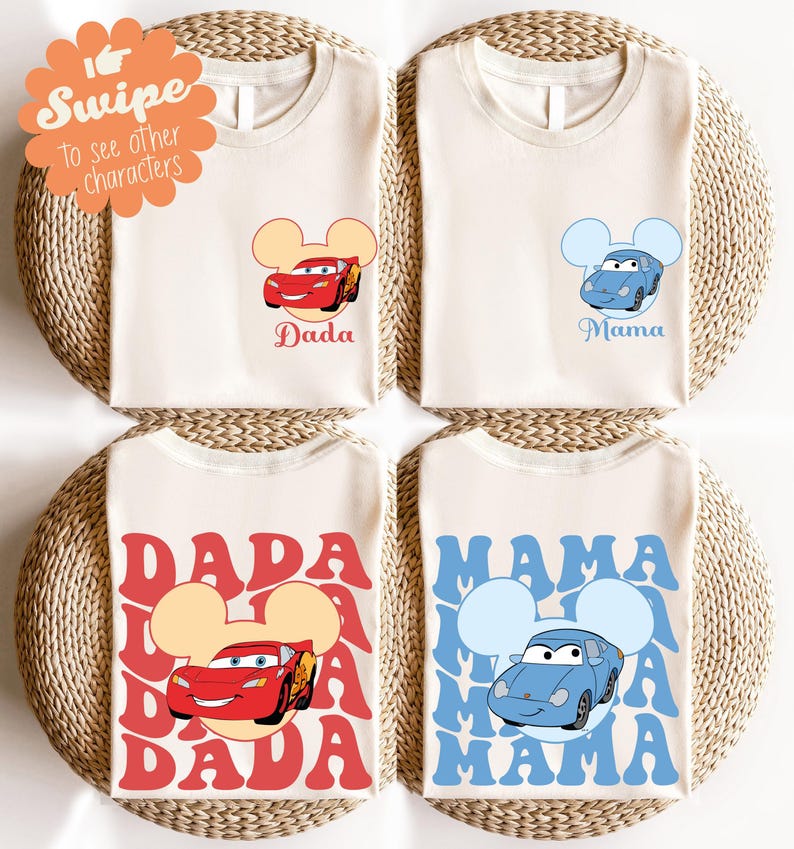 Disney Cars Family Shirt, Mama And Dada Matching T-Shirt, Lightning McQueen & Tow Mater Hoodie, Disneyland Group Vacation Sweatshirt image 1