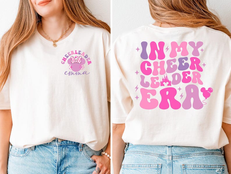 Sudadera de la era de las animadoras, sudadera con capucha del escuadrón de Minnie Mouse de Disney, camiseta de Disneyland 2026 imagen 3