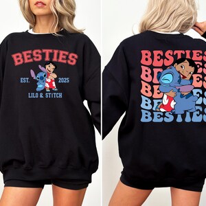 Disney Lilo & Stitch Custom Besties Sweatshirt, Stitch Best Friends Hoodie, Matching Siblings Hoodie, Disneyland Vacation Sweater image 3
