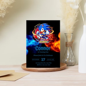 Sonic Editable Birthday Invitation, Hedgehog Party Invitation Template Printable, For Boy and Girl invitation, Invite Instant Download